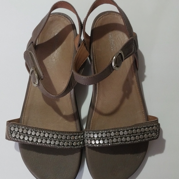 Aetrex Shoes - Aetrex Taupe Sandals with Metallic Details